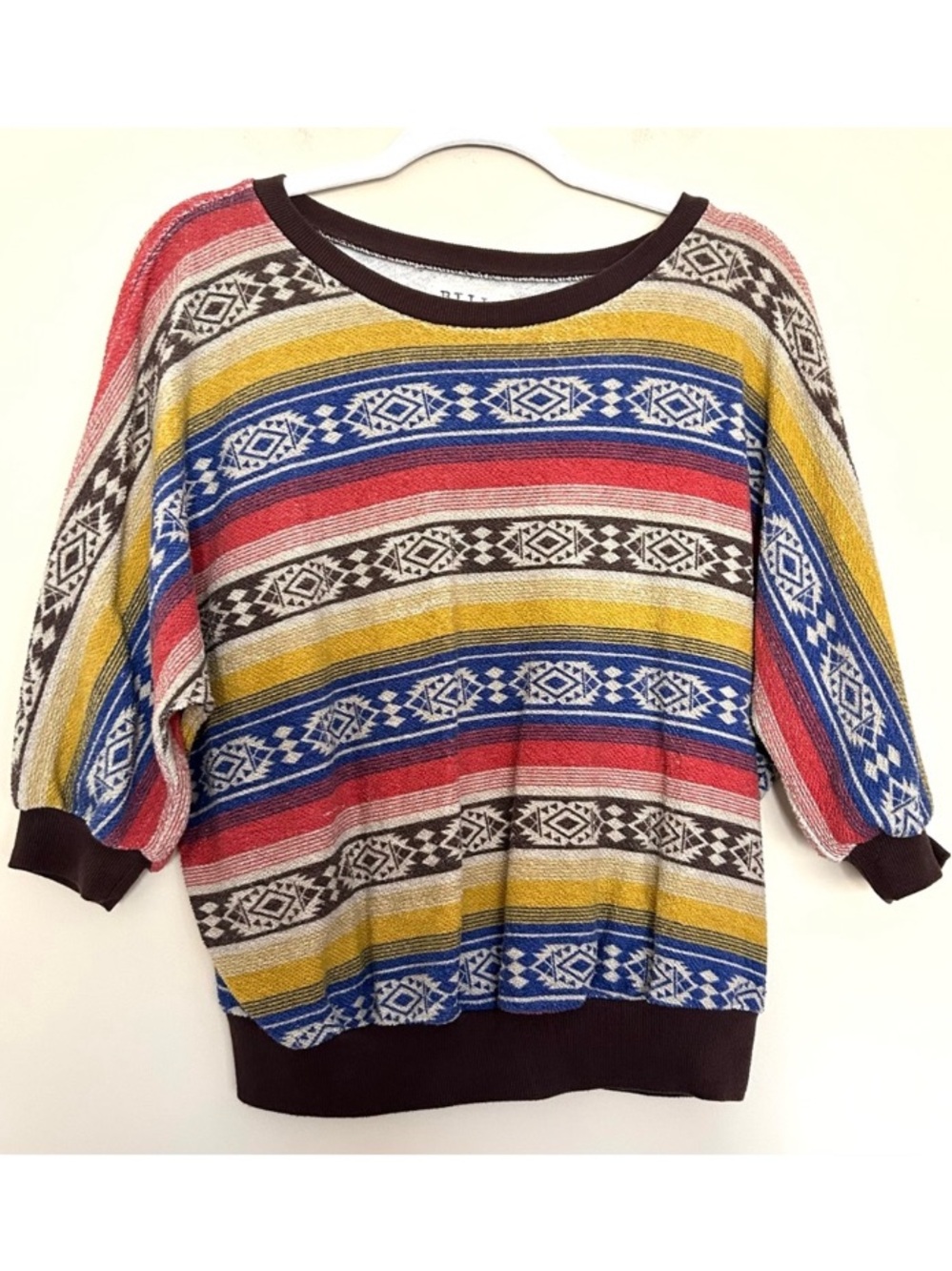 Billabong Women’s Striped Aztec Crewneck Sweater